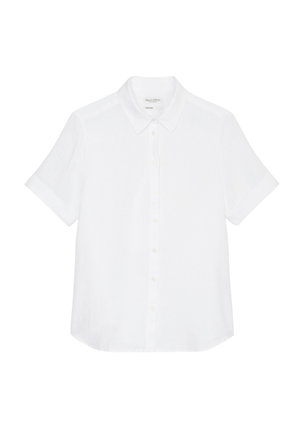 Picture of REGULAR SHORT-SLEEVED LINEN BLOUSE MADE OF LIGHT QUALITY