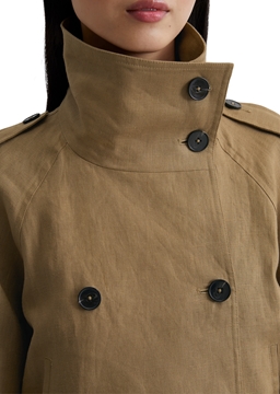 Picture of Linen trench jacket, fluent, with belt, flaps on sleeves