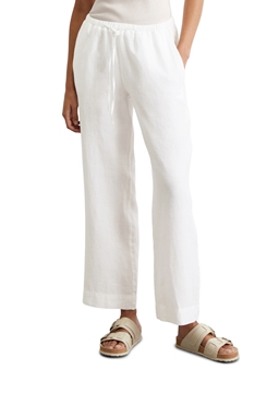 Picture of Linen joggpants straight with partially elasticated waistband