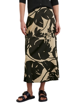 Picture of Flared print satin skirt made from viscose stretch