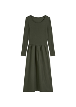 Picture of Ribbed jersey dress flared with cotton poplin skirt