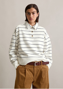 Picture of Striped polo sweatshirt relaxed made from pure organic cotton
