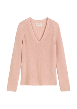 Picture of V-neck knitted sweater relaxed made from soft cotton yarn