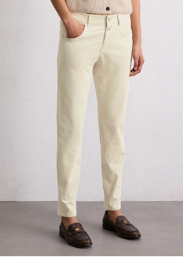 Picture of Fine corduroy pants model Theda boyfriend cropped made from organic cotton modal stretch
