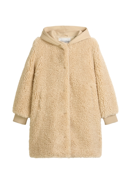 Picture of Relaxed teddy coat with scuba jersey hood