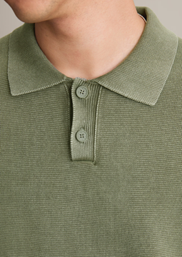 Picture of Relaxed knit polo shirt made from pure organic cotton
