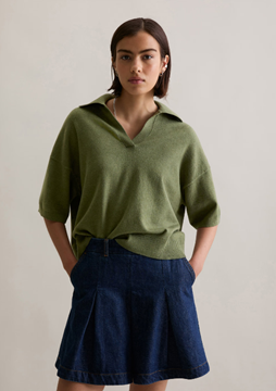 Picture of Knitted polo regular made from soft cotton stretch