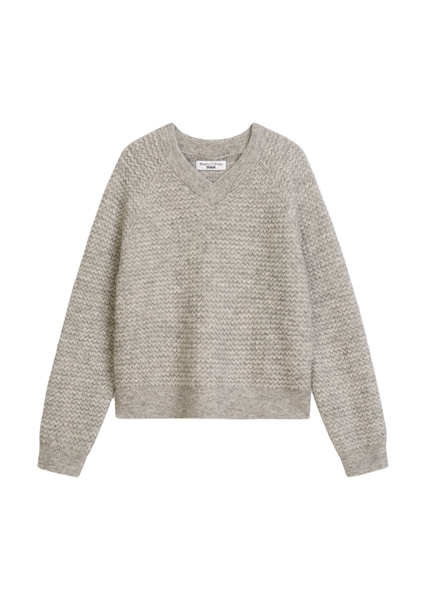 Picture of Cropped V-neck knitted sweater made from a soft virgin wool/alpaca wool blend