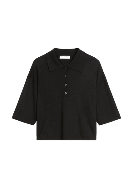 Picture of Fine knit polo shirt loose made from a soft virgin wool blend