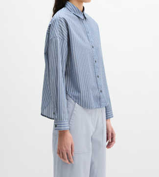 Picture of Striped blouse loose made from cotton chambray