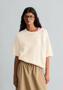 Picture of Regular short-sleeved sweater made from cotton slub yarn