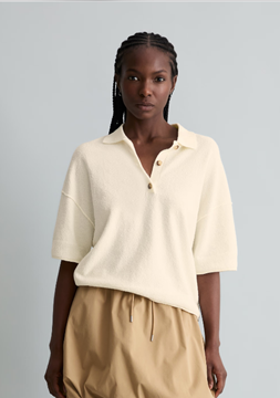 Picture of Regular knit polo shirt made from a crinkled organic cotton blend