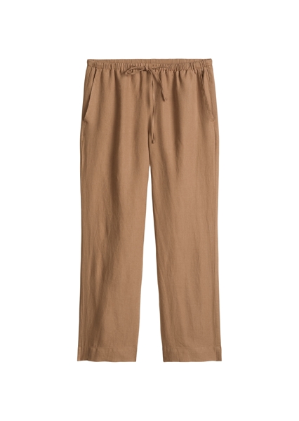 Picture of Straight linen trousers with elastic drawstring waistband