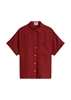Picture of Regular short-sleeved linen blouse with wide box pleats at the back