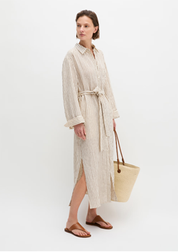 Picture of Linen blouse dress relaxed with yarn-dyed stripe pattern