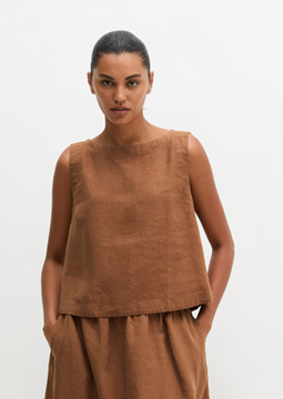 Picture of Sleeveless linen blouse regular with ties at the back