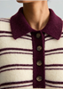 Picture of Oversized Striped Knit Polo Shirt made from a cozy alpaca-wool blend