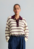 Picture of Oversized Striped Knit Polo Shirt made from a cozy alpaca-wool blend
