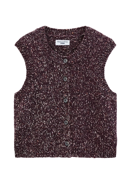 Picture of Sleeveless Tweed Cardigan, Regular Fit made from a cotton-virgin wool blend