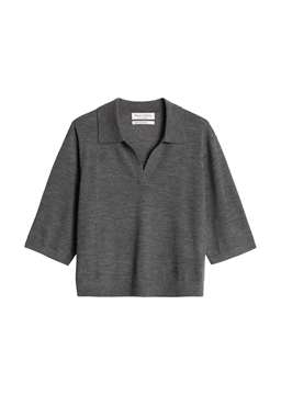 Picture of Loose knit polo shirt made from soft merino wool